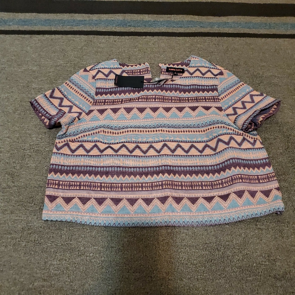 NEW Boho Aztec Print Short Sleeve Top